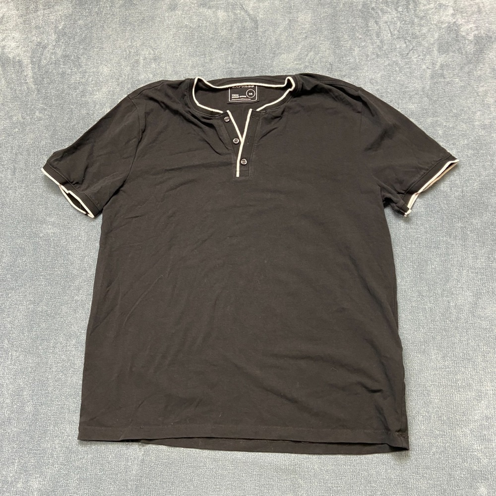 Express Henley Shirts Mens Large Black Stretch Comfort Moisture-Wicking Popover
